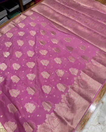 Weaving Georgette Saree - Radhe Krishna Design - 5