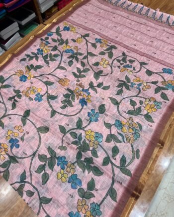 Premium Linen Cotton Saree - Floral Kodi - 3
