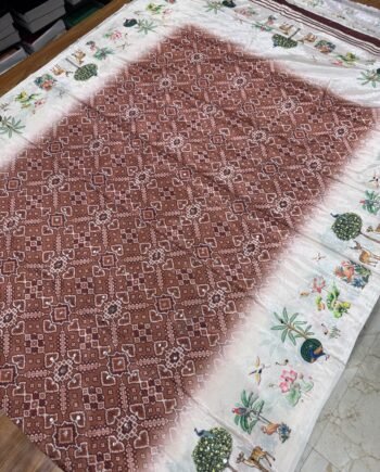 Korean Crepe Saree with Mirror Work - 6