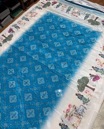Korean Crepe Saree with Mirror Work - 1