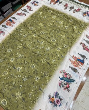 Korean Crepe Saree with Mirror Work - 2