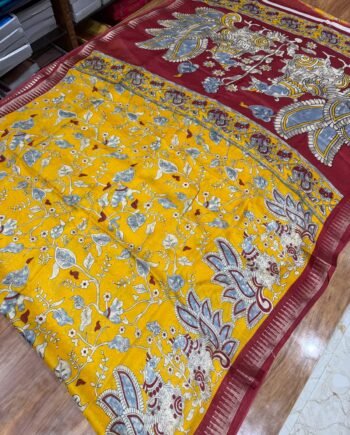 Kalamkari Georgette Saree - Tower Border - 1