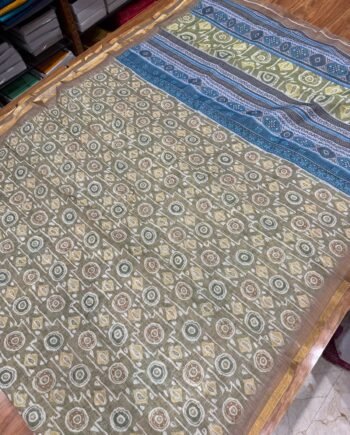 Batik Linen Cotton Saree - 4
