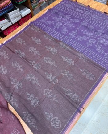 Premium Linen Cotton Saree - Pochampally Prints - 5