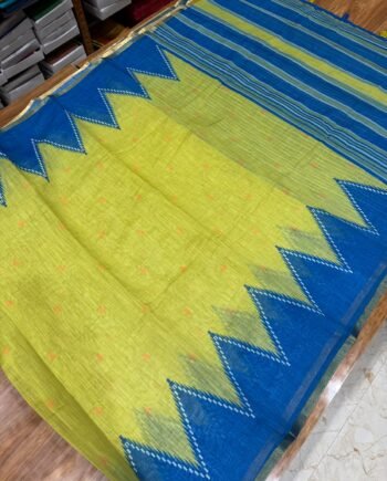 Premium Linen Cotton Saree - Tower Design - 1