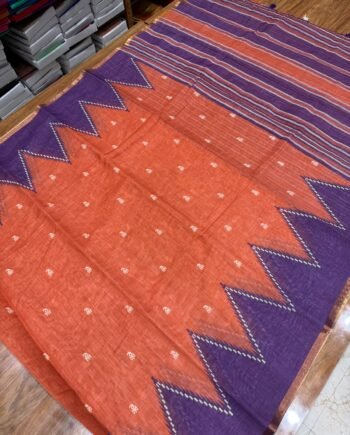 Premium Linen Cotton Saree - Tower Design - 2