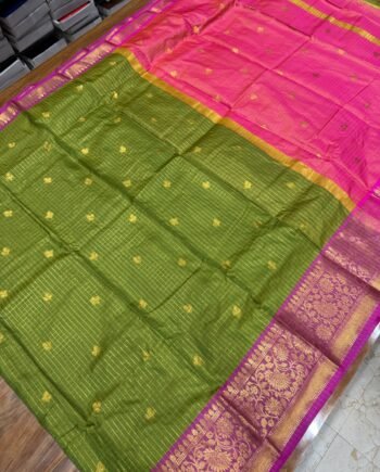 Banarasi Zari Checks Semi Silk Saree - 4