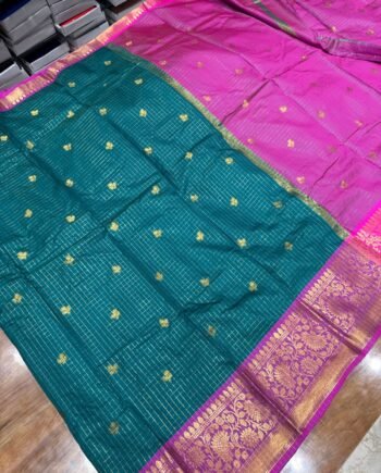 Banarasi Zari Checks Semi Silk Saree - 5