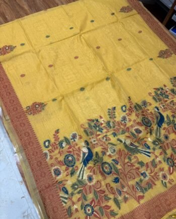 Muga Cotton Saree - Jamdani Weaving - 4