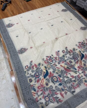 Muga Cotton Saree - Jamdani Weaving - 2