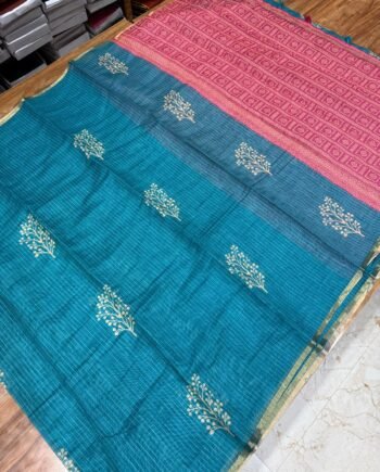 Premium Linen Cotton Saree - Vairaoosi Design - 4