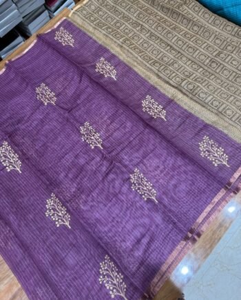 Premium Linen Cotton Saree - Vairaoosi Design - 5