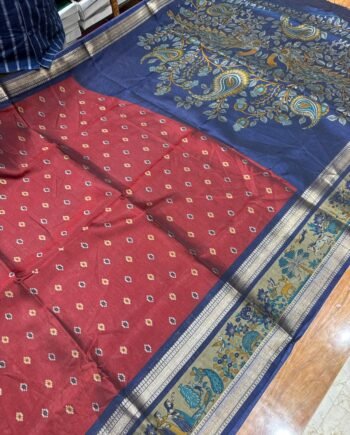 Pochampally and Kalamkari Binny Sarees - Rettapetta Border - 2