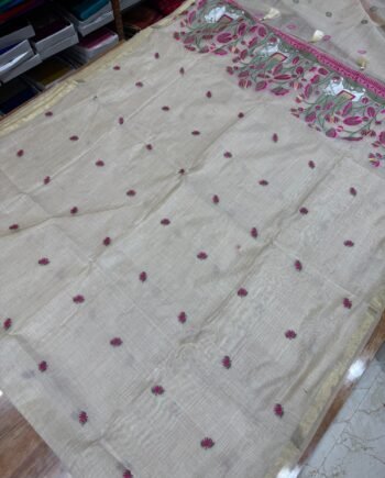 Pichwai Muga Cotton Saree - 3