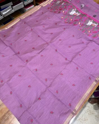 Pichwai Muga Cotton Saree - 4