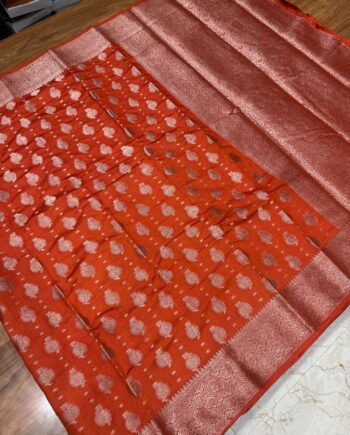 Premium Tussar Semi Silk Saree - Rich Pallu and Brocket Blouse - 7