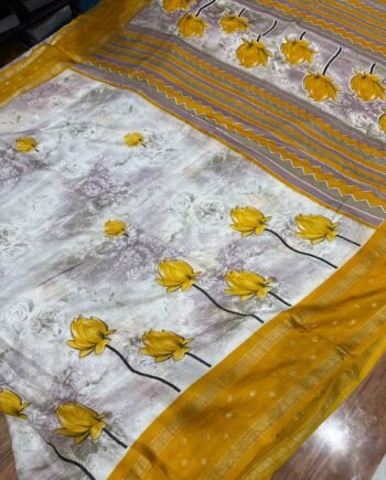 Floral Georgette Saree with Rettapetta Border - 4