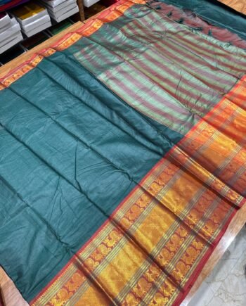 Spun Cotton Saree with Narayanpet Style Border - 3