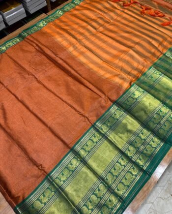 Spun Cotton Saree with Narayanpet Style Border - 4