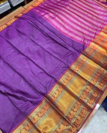 Spun Cotton Saree with Narayanpet Style Border - 1