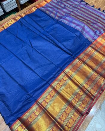Spun Cotton Saree with Narayanpet Style Border - 2