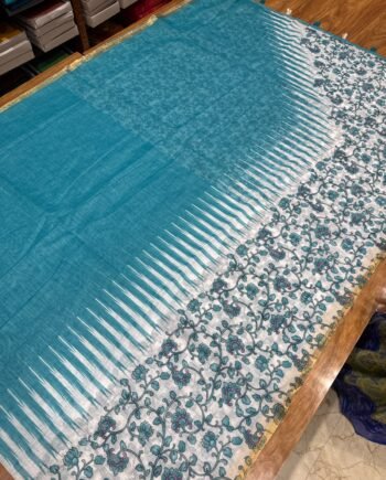 Premium Linen Cotton Saree - Kalamkari Pattern - 4