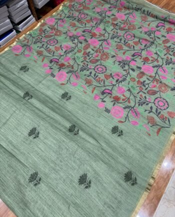 Linen Cotton Saree - Floral and Kalamkari - Offer Price - 4