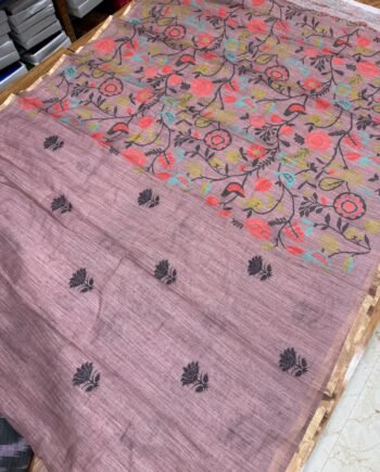 Linen Cotton Saree - Floral and Kalamkari - Offer Price - 3