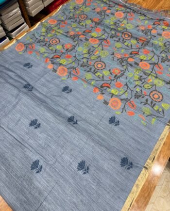 Linen Cotton Saree - Floral and Kalamkari - Offer Price - 1