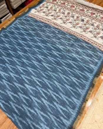 Linen Cotton Saree - Ikkat and Kalamkari - Offer Price - 3