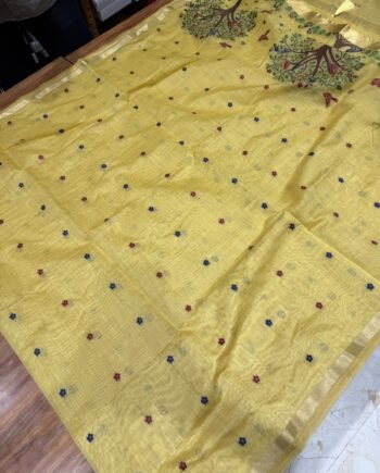 Muga Cotton Saree - Jamdani Weaving - 3