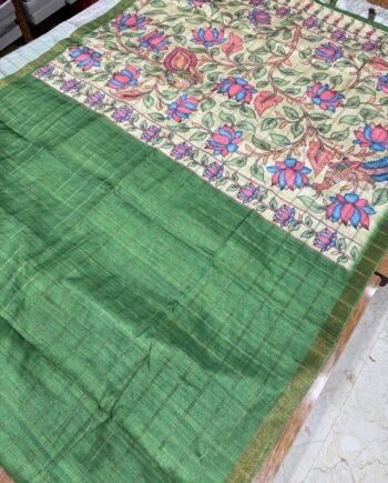 Kalamkari Malai Tussar Saree - 7