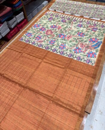 Kalamkari Malai Tussar Saree - 6
