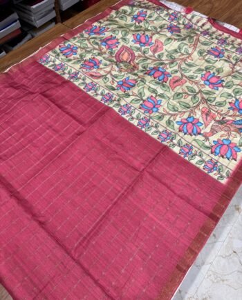 Kalamkari Malai Tussar Saree - 5