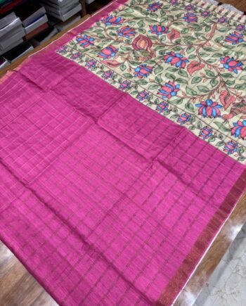 Kalamkari Malai Tussar Saree - 2