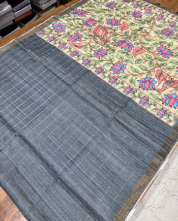 Kalamkari Malai Tussar Saree - 1