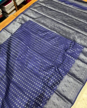 Tussar Semi Silk Saree - Antique Zari - Floral Border - 7