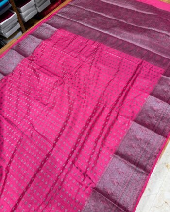 Tussar Semi Silk Saree - Antique Zari - Floral Border - 6