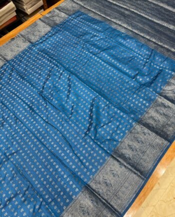 Tussar Semi Silk Saree - Antique Zari - Floral Border - 5