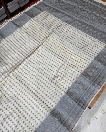 Tussar Semi Silk Saree - Antique Zari - Floral Border - 8