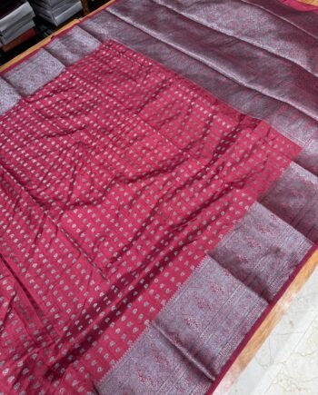 Tussar Semi Silk Saree - Antique Zari - Floral Border - 1