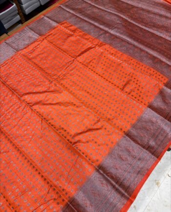 Tussar Semi Silk Saree - Antique Zari - Floral Border - 4