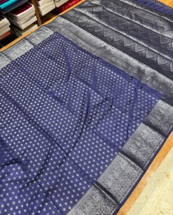 Tussar Semi Silk Saree - Antique Zari - Peacock and Paisley Border - 8