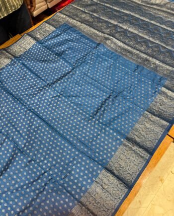 Tussar Semi Silk Saree - Antique Zari - Peacock and Paisley Border - 6