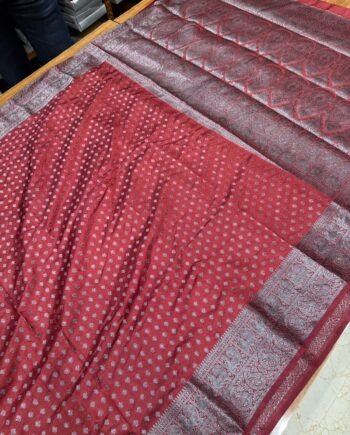 Tussar Semi Silk Saree - Antique Zari - Peacock and Paisley Border - 1