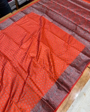 Tussar Semi Silk Saree - Antique Zari - Peacock and Paisley Border - 4
