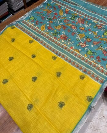Linen Cotton Saree - Kalamkari Design - Offer Prices Stock - 2