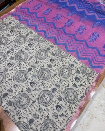 Linen Cotton Saree - Warli Prints - Offer Prices  Stock - 8