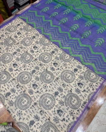 Linen Cotton Saree - Warli Prints - Offer Prices  Stock - 7
