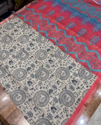 Linen Cotton Saree - Warli Prints - Offer Prices  Stock - 5